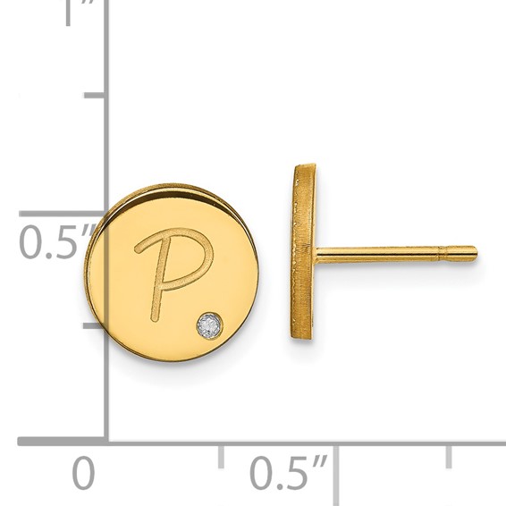 Circle with Diamond Post Earrings