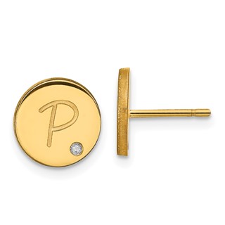 Circle with Diamond Post Earrings