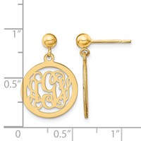 Sterling Silver Gold-plated Round Monogram Dangle Earrings view 4