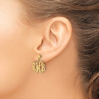 Sterling Silver Gold-plated Monogram Dangle Earrings view 3