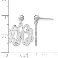 14K White Gold Monogram Dangle Earrings view 2