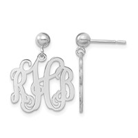 14K White Gold Monogram Dangle Earrings view 1