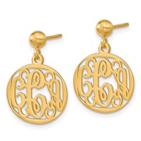 Sterling Silver Gold-plated Monogram Dangle Earrings view 2