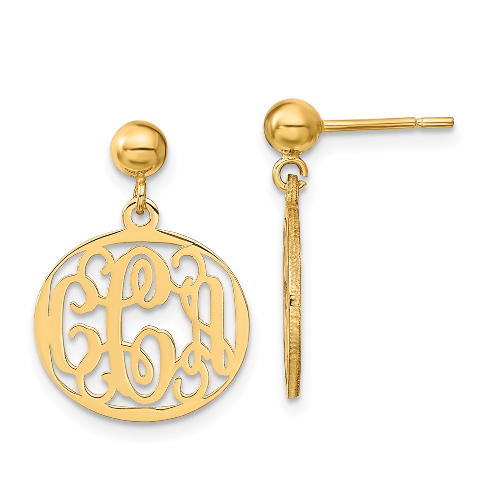 Sterling Silver/Gold-plated Polished Monogram Post Dangle Earrings