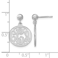 Sterling Silver Rhodium-plated Monogram Dangle Earrings view 2