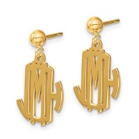 Sterling Silver Gold-plated Monogram Dangle Earrings view 2