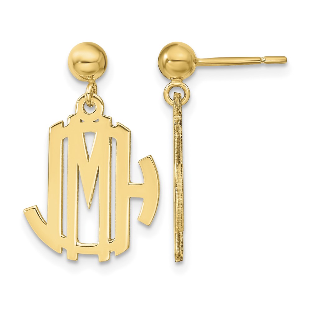 Sterling Silver Gold-plated Monogram Dangle Earrings