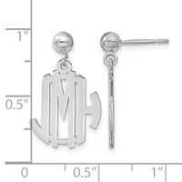 Sterling Silver Rhodium-plated Monogram Dangle Earrings view 2