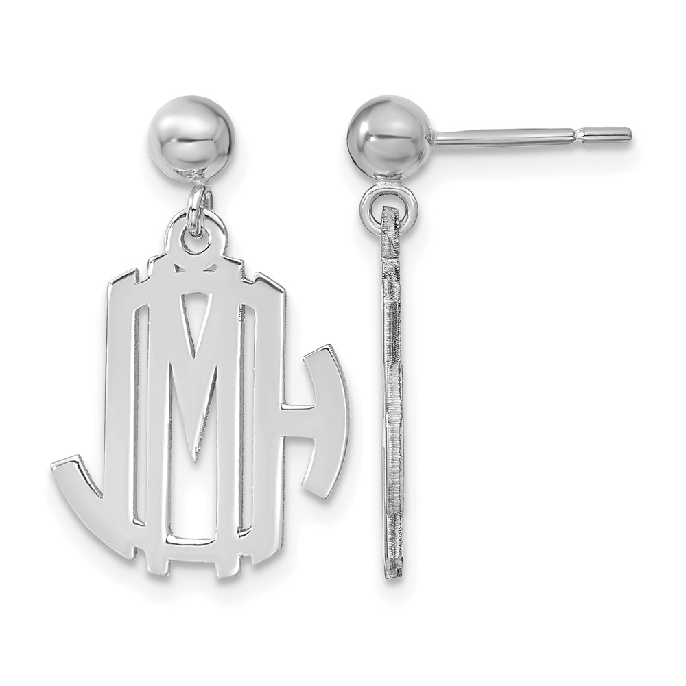 Sterling Silver Rhodium-plated Monogram Dangle Earrings