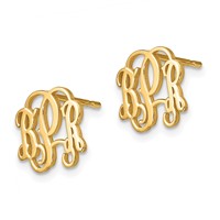 Sterling Silver Gold-plated Monogram Post Earrings view 2