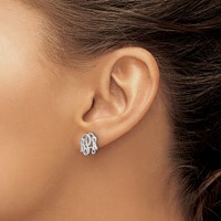 Sterling Silver Rhodium-plated Monogram Post Earrings view 3