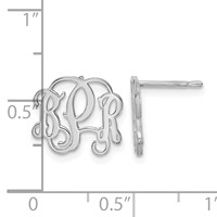 Sterling Silver Rhodium-plated Monogram Post Earrings view 4