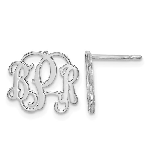 Sterling Silver Rhodium-plated Monogram Post Earrings