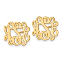 14K Yellow Gold Monogram Post Earrings view 2