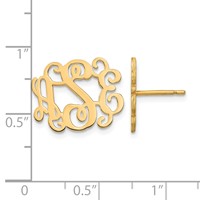 14K Yellow Gold Monogram Post Earrings view 4
