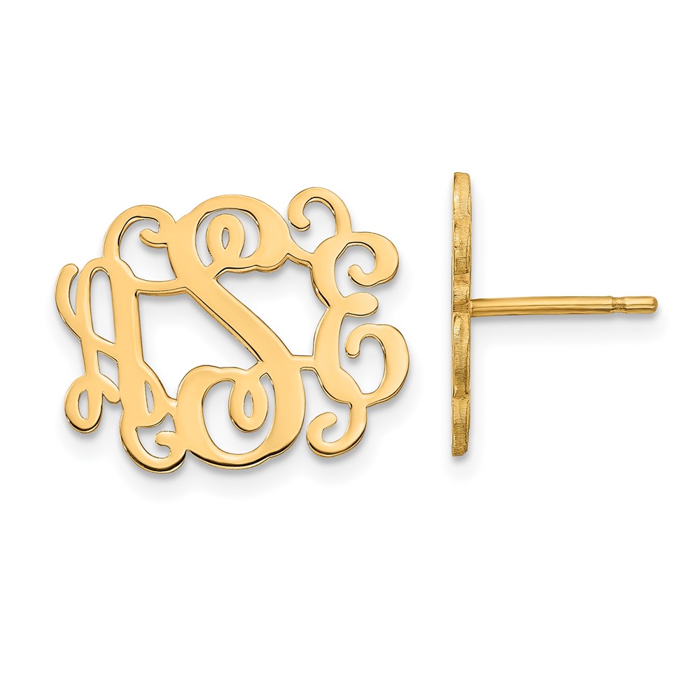 Sterling Silver/Gold-plated Polished Monogram Post Earrings