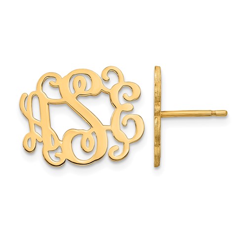 Sterling Silver Gold-plated Monogram Post Earrings