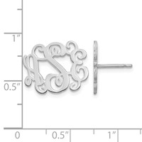 Sterling Silver Rhodium-plated Monogram Post Earrings view 2