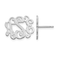 Sterling Silver Rhodium-plated Monogram Post Earrings view 1