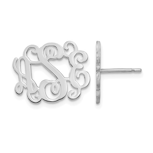 14K White Gold Monogram Post Earrings