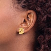 Sterling Silver Gold-plated Monogram Post Earrings view 3