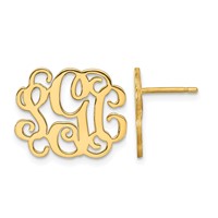 Sterling Silver Gold-plated Monogram Post Earrings view 1