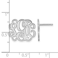 Sterling Silver Rhodium-plated Monogram Post Earrings view 2