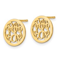 Sterling Silver Gold-plated Small Round Monogram Post Earrings view 2