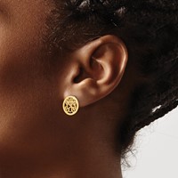Sterling Silver Gold-plated Small Round Monogram Post Earrings view 3