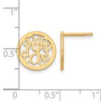 Sterling Silver Gold-plated Small Round Monogram Post Earrings view 4
