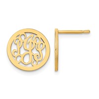 Sterling Silver Gold-plated Small Round Monogram Post Earrings view 1