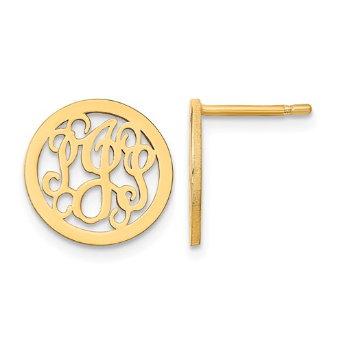 Sterling Silver Gold-plated Small Round Monogram Post Earrings