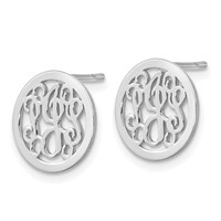 SSilver Rhodium-plated Small Round Monogram Post Earrings view 2