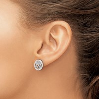SSilver Rhodium-plated Small Round Monogram Post Earrings view 3