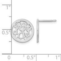 SSilver Rhodium-plated Small Round Monogram Post Earrings view 4