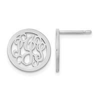 SSilver Rhodium-plated Small Round Monogram Post Earrings view 1
