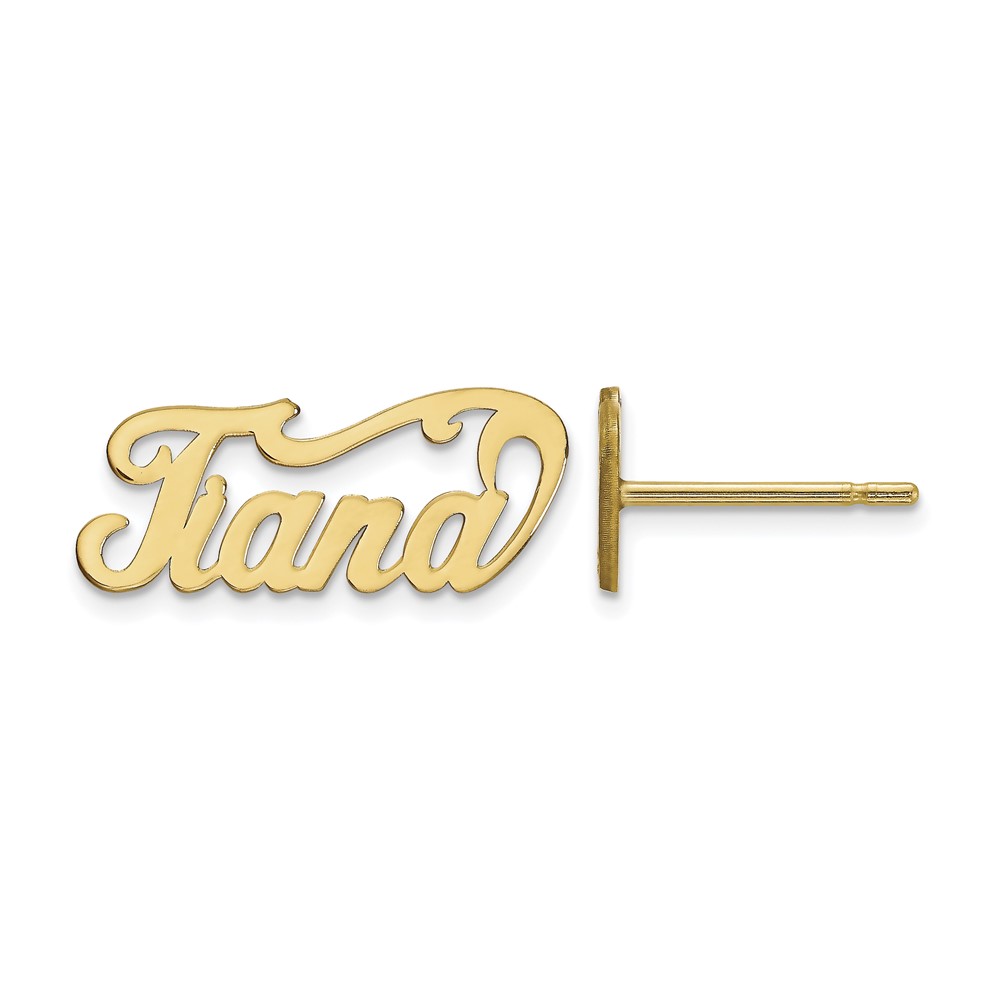 14K Yellow Gold Name Plate Post Earrings