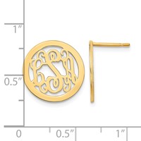 Sterling Silver Gold-plated Round Monogram Post Earrings view 4