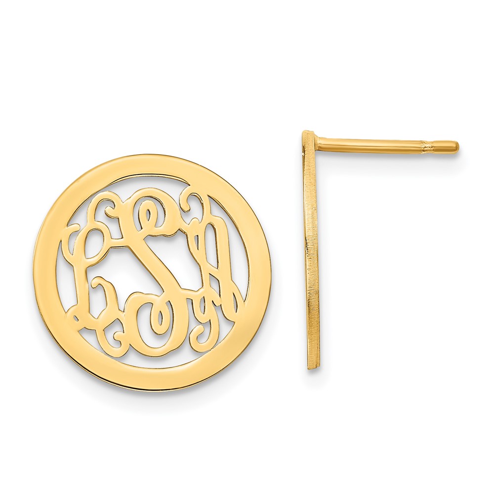 Sterling Silver/Gold-plated Polished Small Circle Monogram Earrings