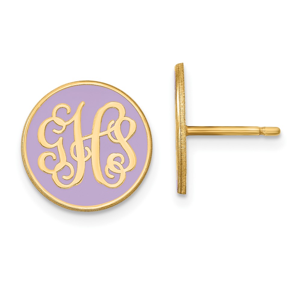 Sterling Silver/Gold-plated Epoxied Circle Monogram Post Earrings