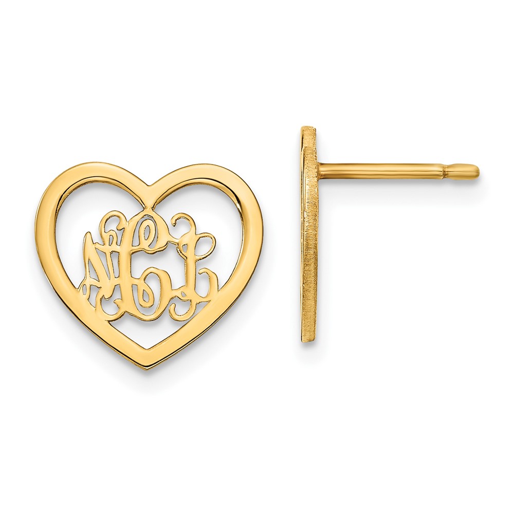 SS/Gold plated Small Polished Heart Monogram Post Earrings