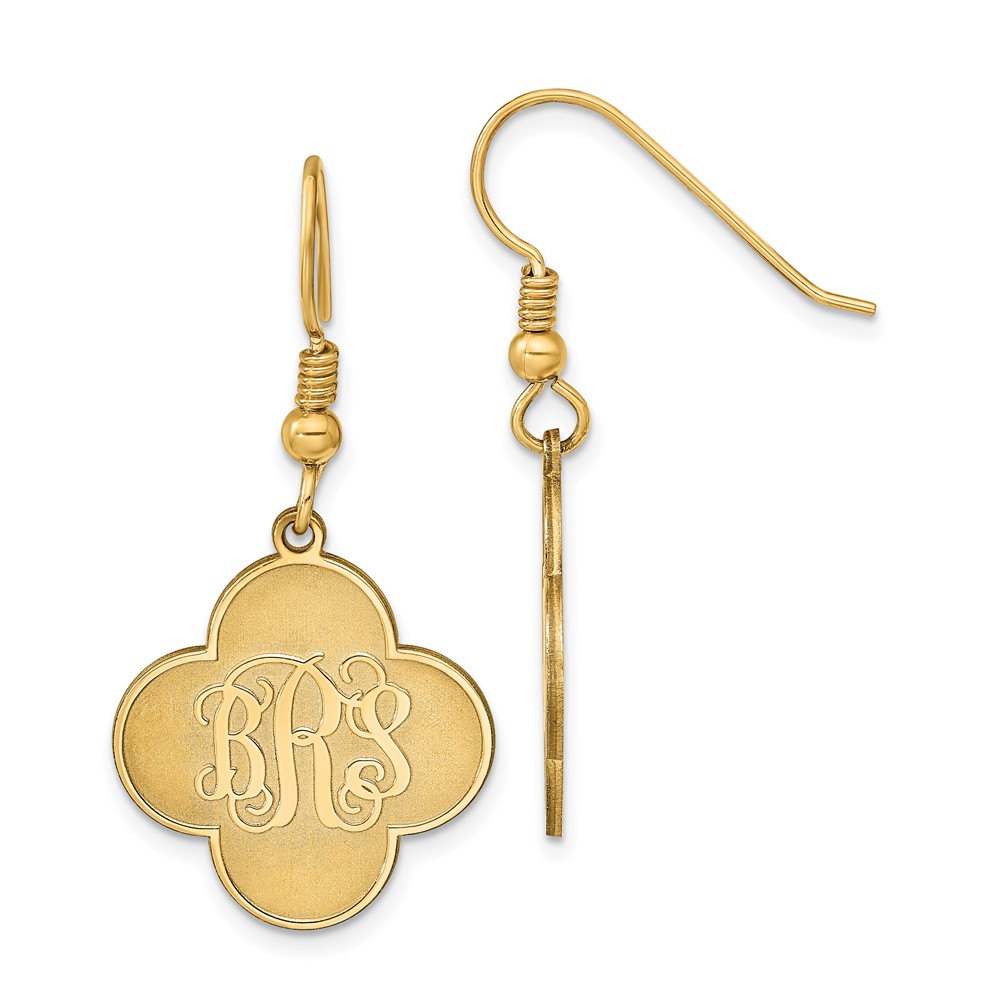 Sterling Silver/Gold-plated Clover Monogram Dangle Earrings