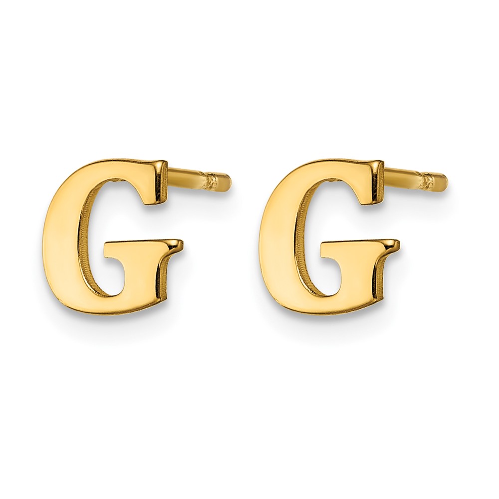 Sterling Silver Gold-plated Letter G Initial Post Earrings (XNE46GP/G)
