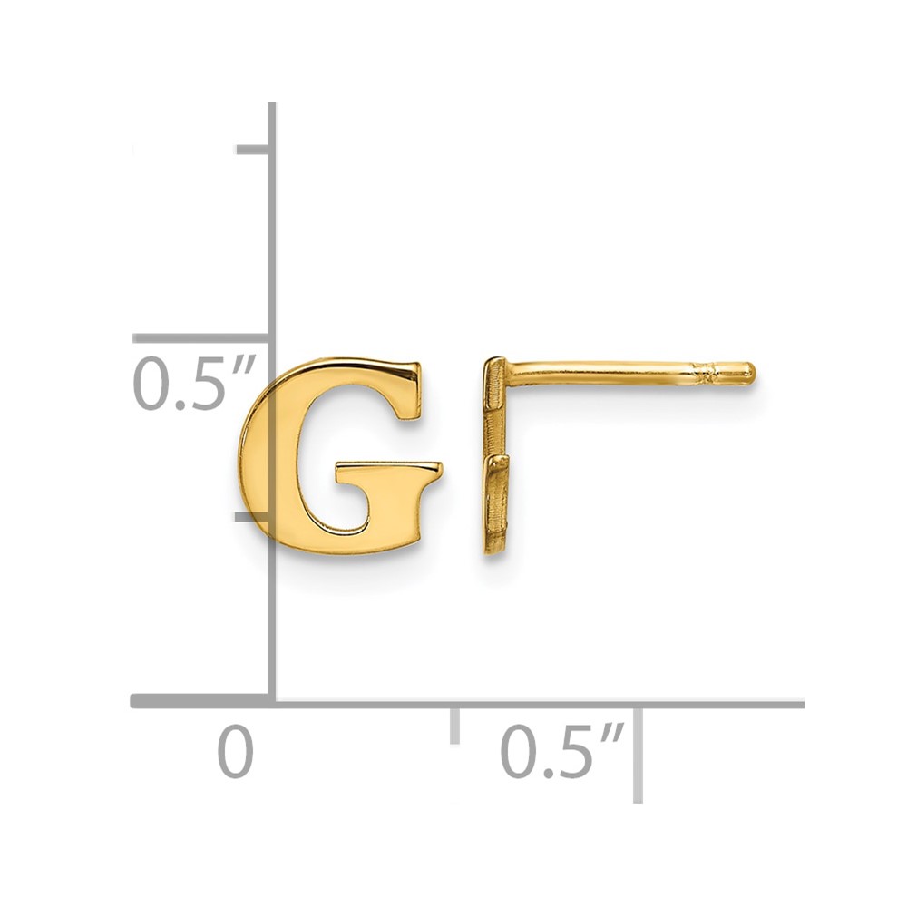 Sterling Silver Gold-plated Letter G Initial Post Earrings (XNE46GP/G)