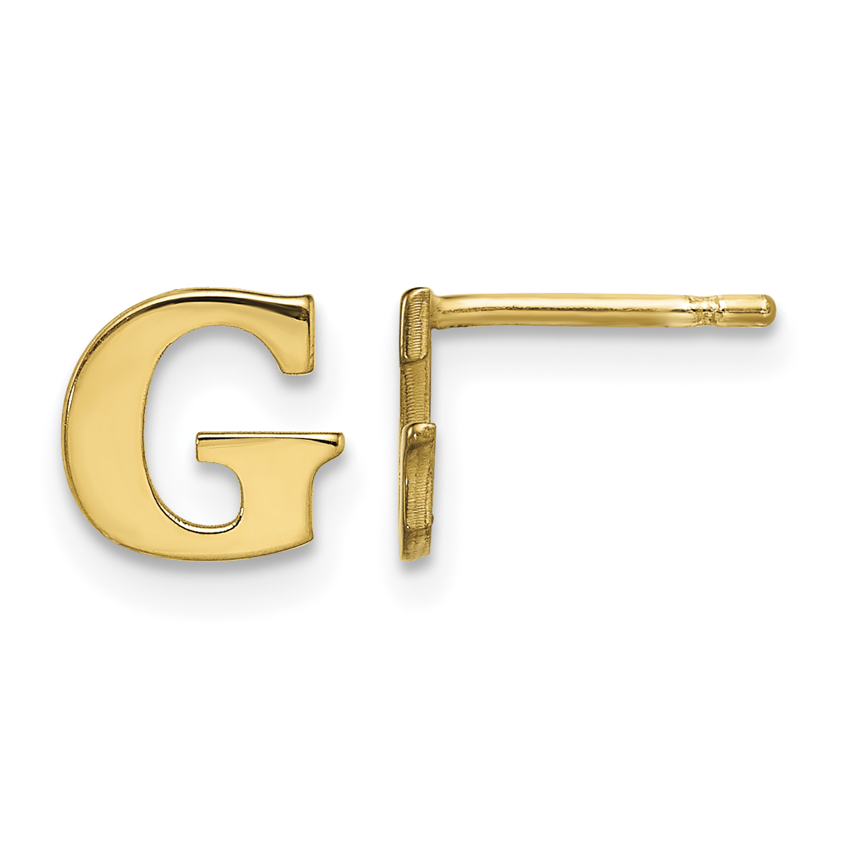 Sterling Silver Gold-plated Letter G Initial Post Earrings (XNE46GP/G)