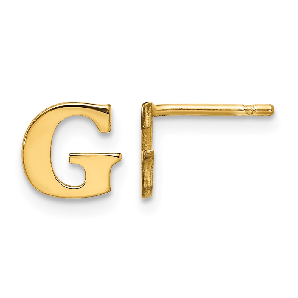 Sterling Silver Gold-plated Letter G Initial Post Earrings (XNE46GP/G)