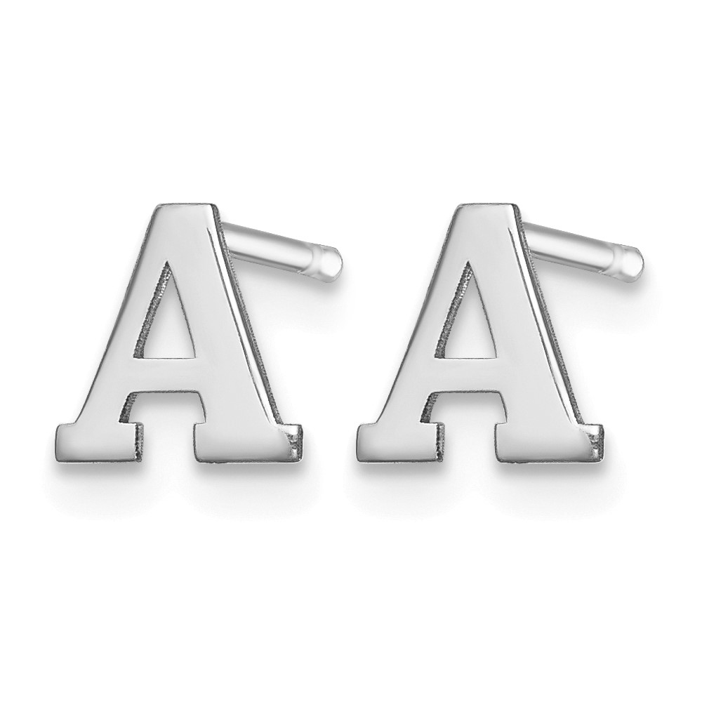 Sterling Silver Rhodium-plated Letter A Initial Post Earrings (XNE46SS/A)
