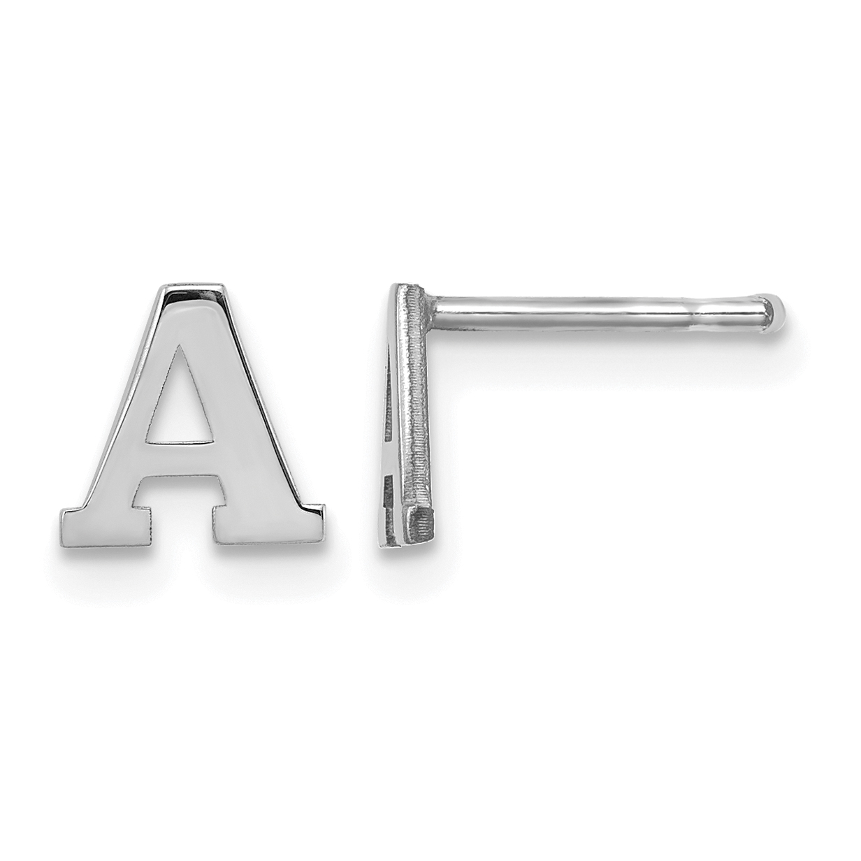 Sterling Silver Rhodium-plated Letter A Initial Post Earrings (XNE46SS/A)