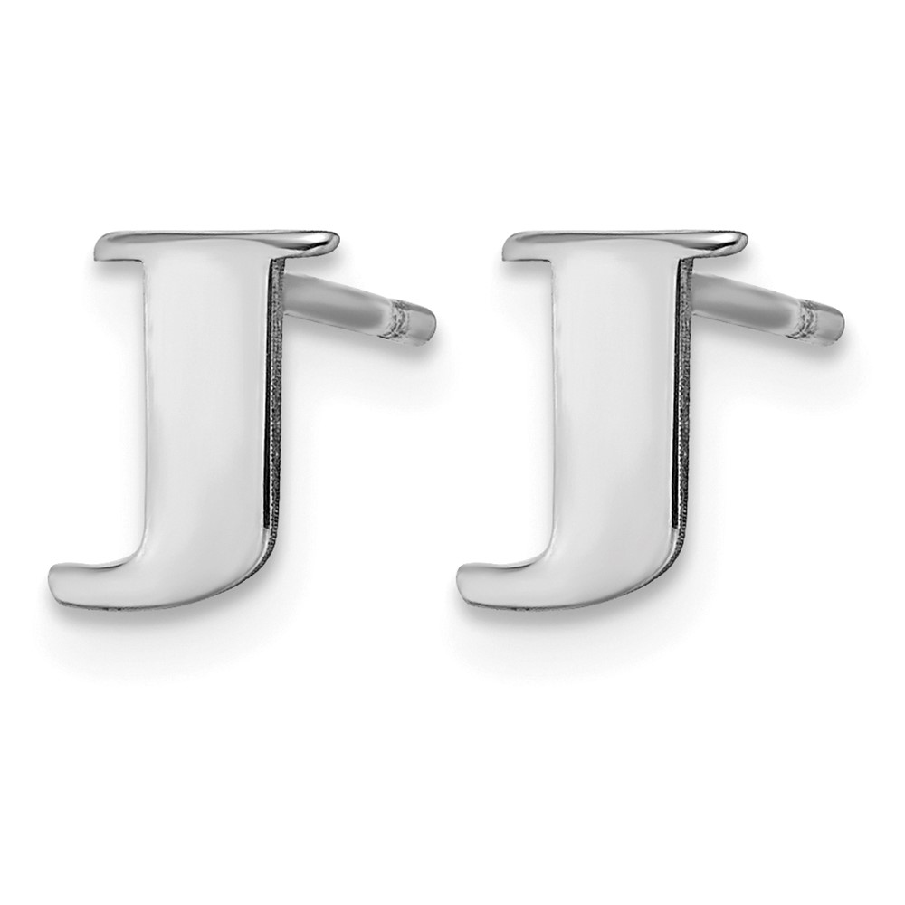 Sterling Silver Rhodium-plated Letter J Initial Post Earrings (XNE46SS/J)