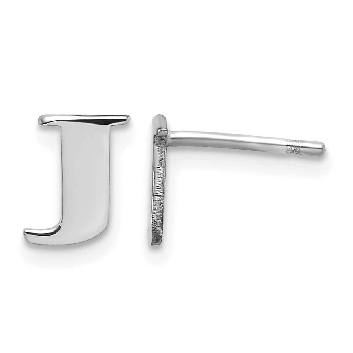 Sterling Silver Rhodium-plated Letter J Initial Post Earrings (XNE46SS/J)